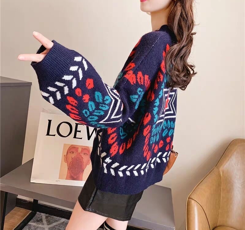 Pullover short sweater national style loose tops