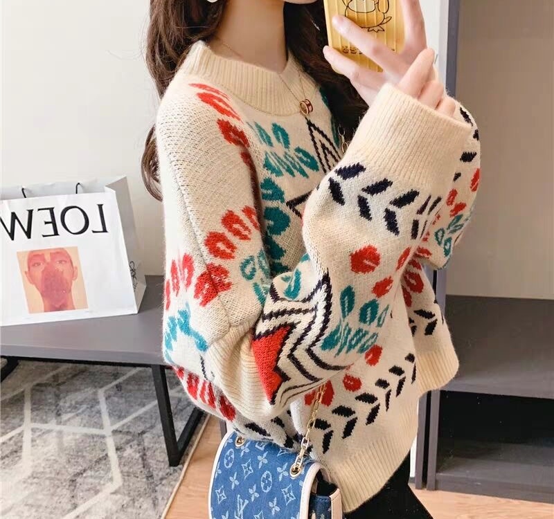 Pullover short sweater national style loose tops