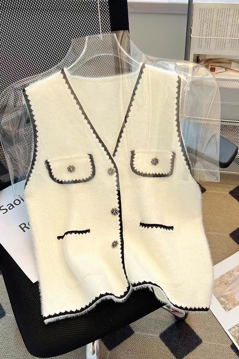 Knitted autumn and winter cardigan V-neck waistcoat for women
