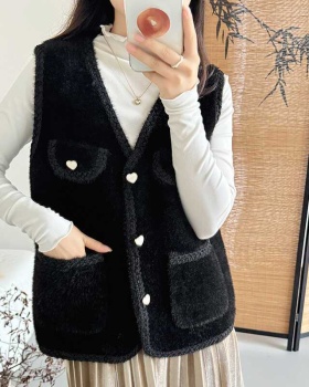 Imitation of mink velvet vest cardigan for women