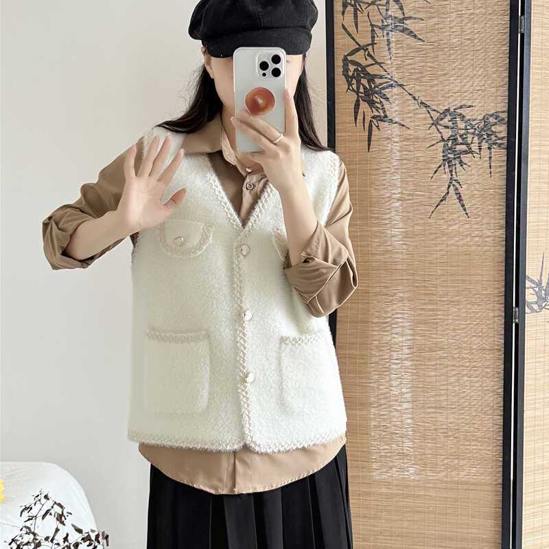 Imitation of mink velvet vest cardigan for women