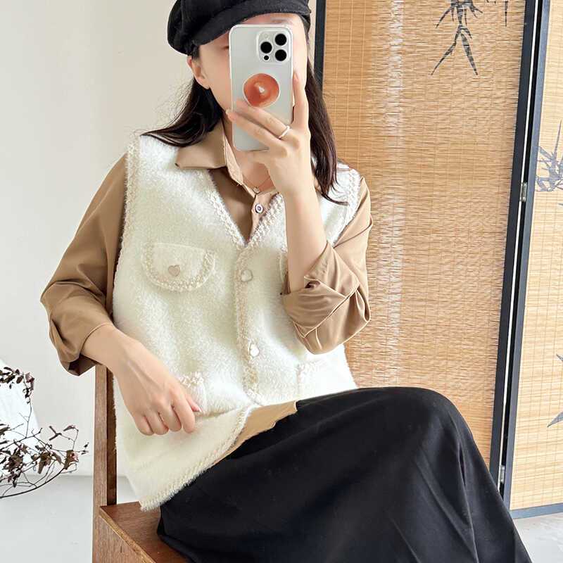 Imitation of mink velvet vest cardigan for women