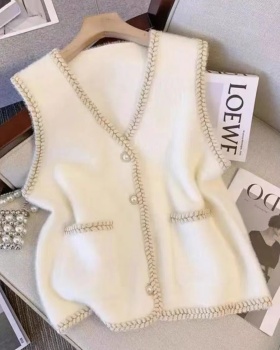 V-neck waistcoat imitation of mink velvet tops for women