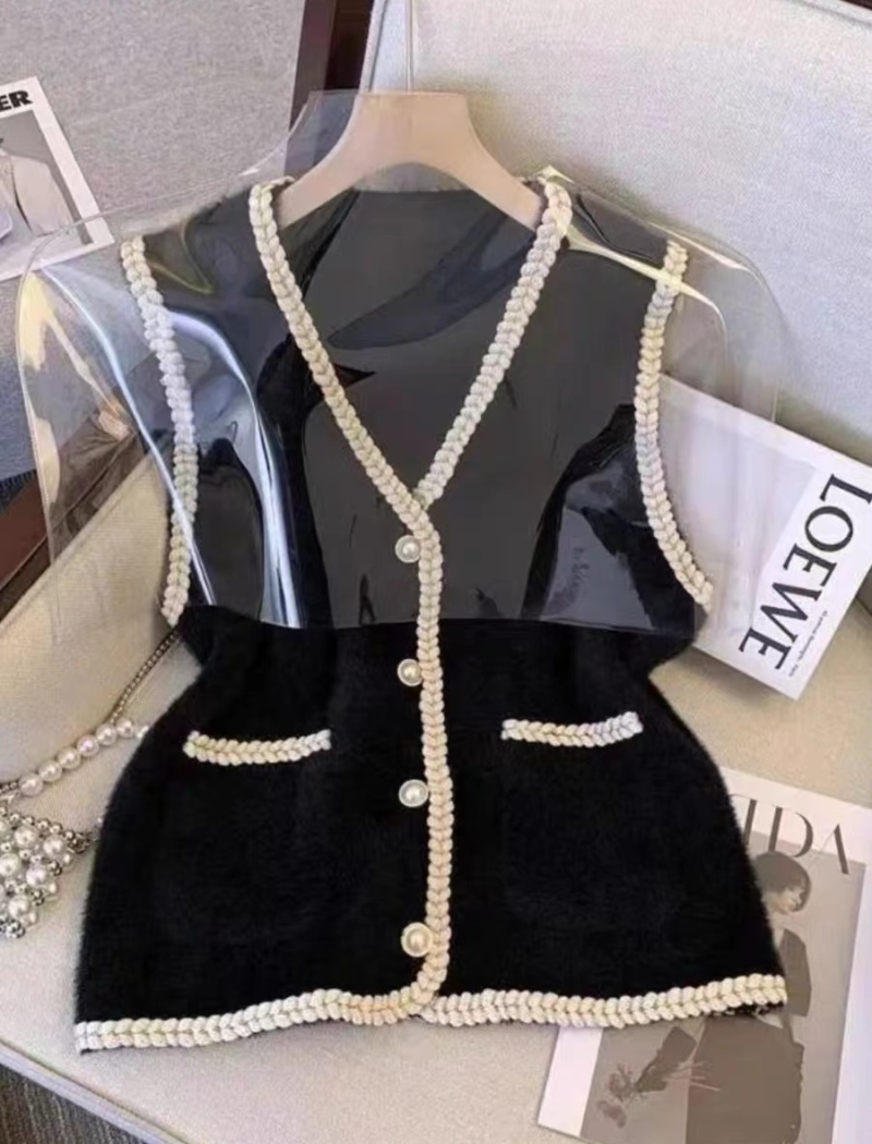 V-neck waistcoat imitation of mink velvet tops for women