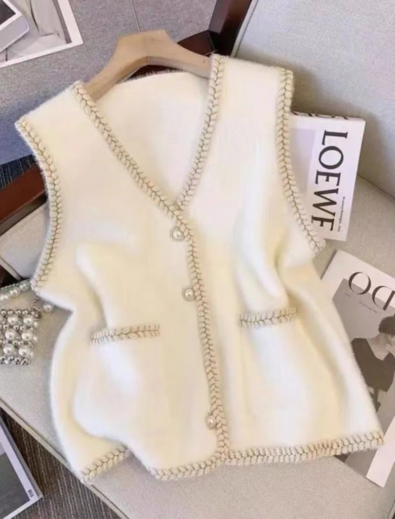 V-neck waistcoat imitation of mink velvet tops for women