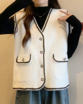 Autumn and winter mink velvet cardigan chanelstyle knitted coat