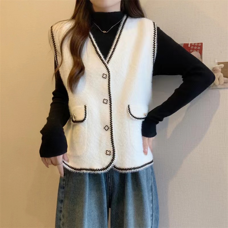 Autumn and winter mink velvet cardigan chanelstyle knitted coat