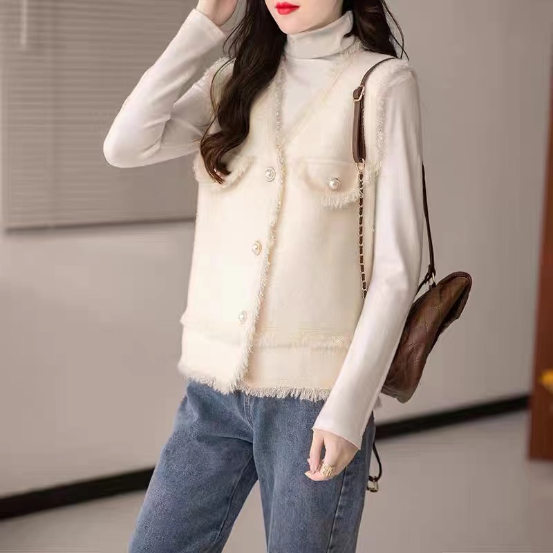 Imitation of mink velvet tops sleeveless waistcoat