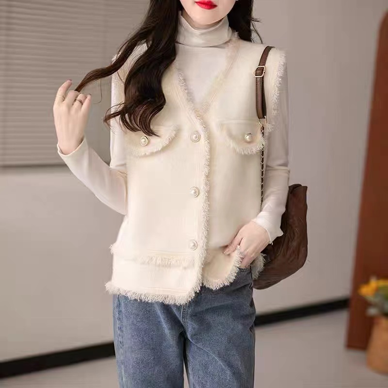 Imitation of mink velvet tops sleeveless waistcoat