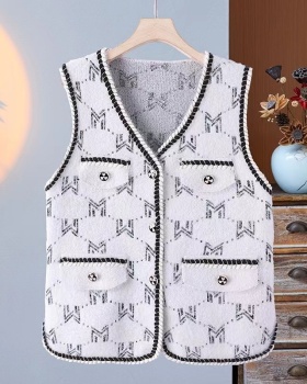 Knitted vest France style waistcoat for women