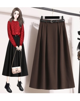 Black long business suit high waist long skirt for women