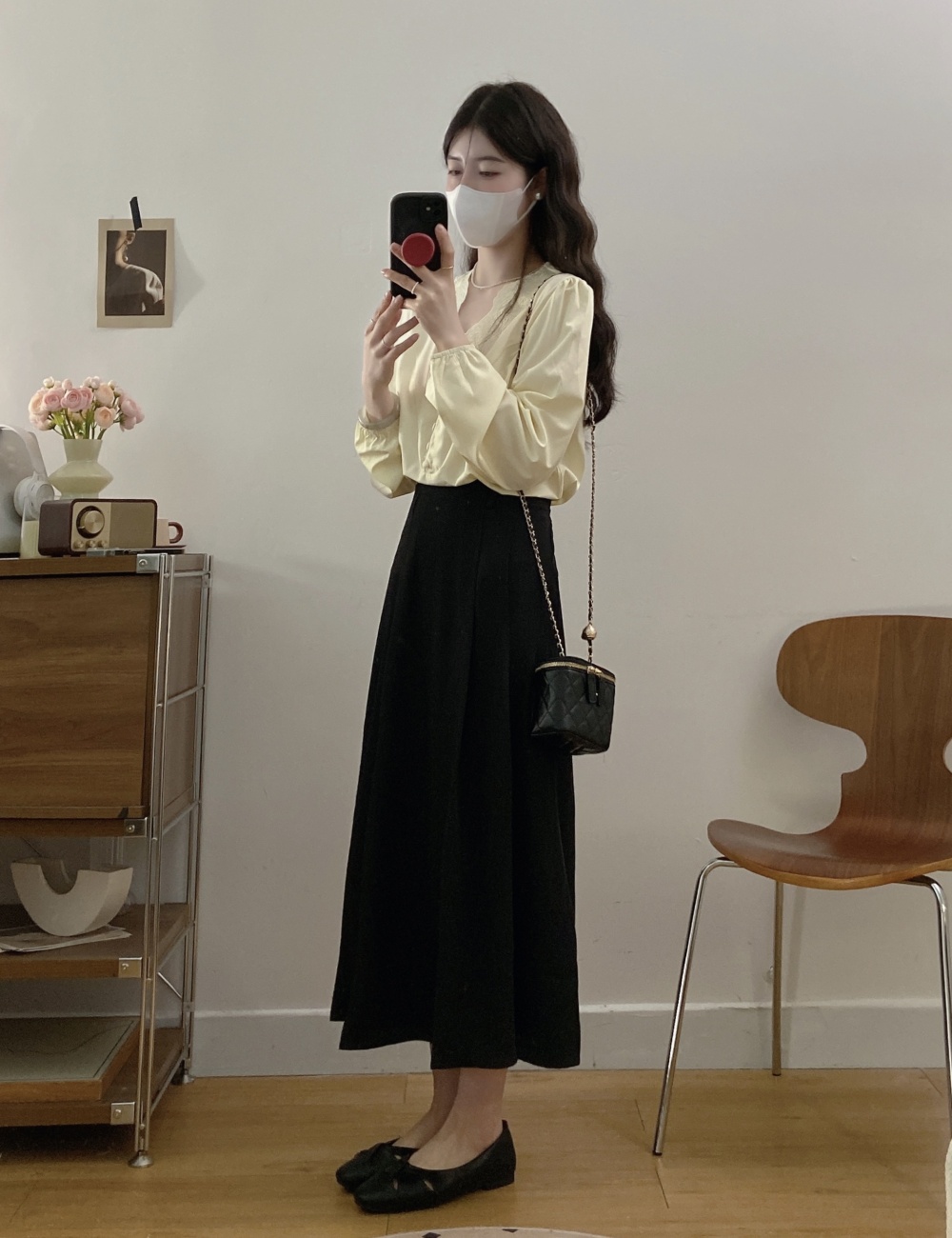 France style pleated skirt ladies tops 2pcs set