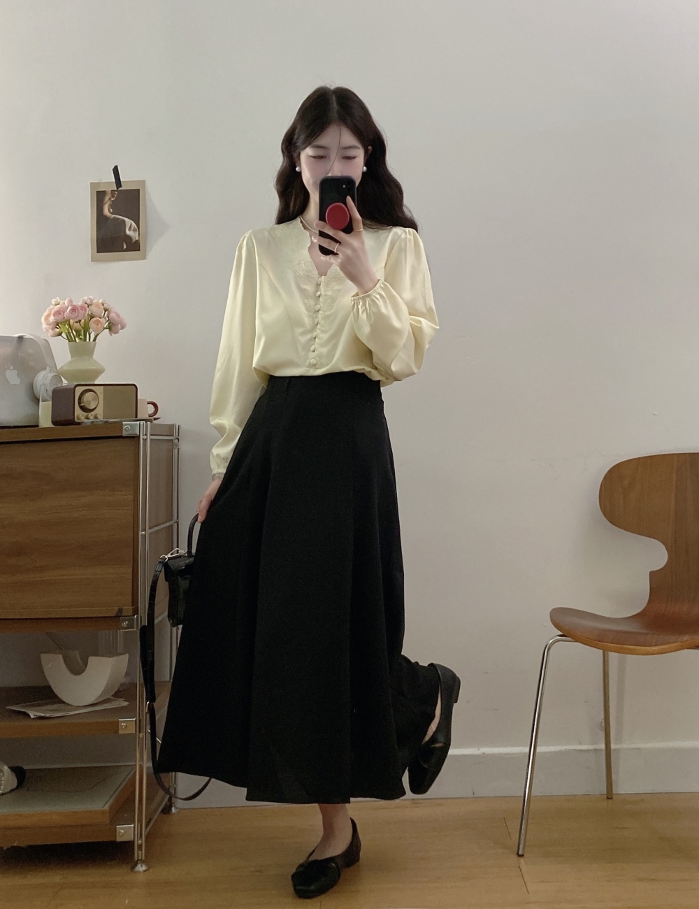 France style pleated skirt ladies tops 2pcs set