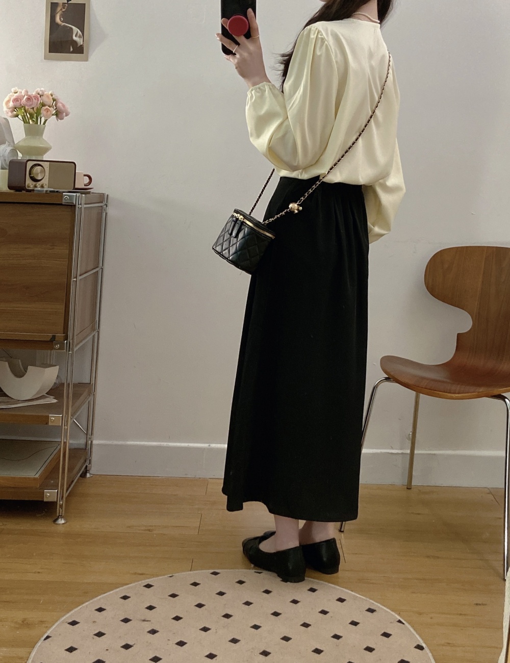 France style pleated skirt ladies tops 2pcs set