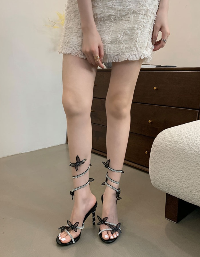 Fine-root high-heeled shoes rhinestone sandals for women