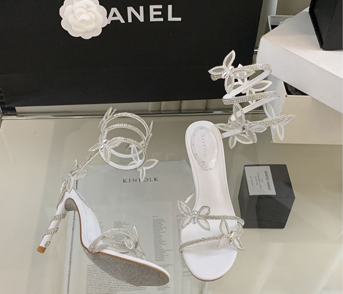 Fine-root high-heeled shoes rhinestone sandals for women