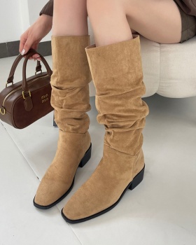 Square head thick thigh boots autumn boots for women