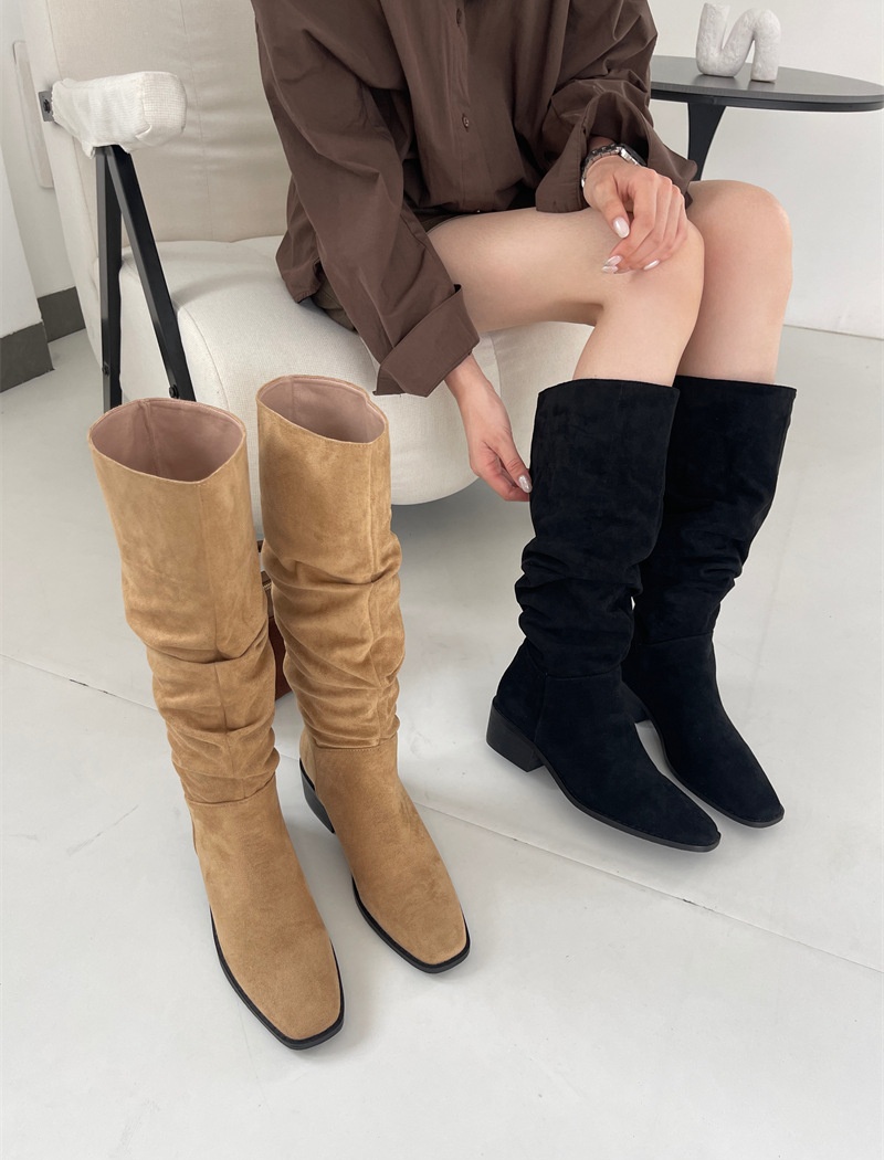 Square head thick thigh boots autumn boots for women