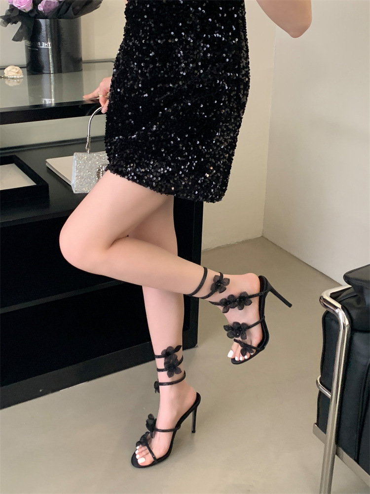 Round summer high-heeled shoes niche sandals for women