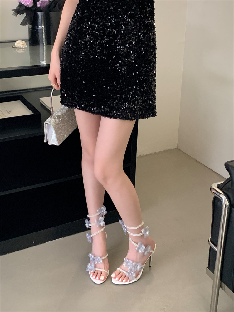 Round summer high-heeled shoes niche sandals for women