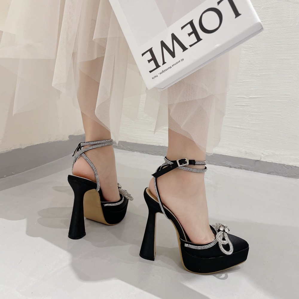 Butterfly rhinestone high-heeled shoes pointed platform