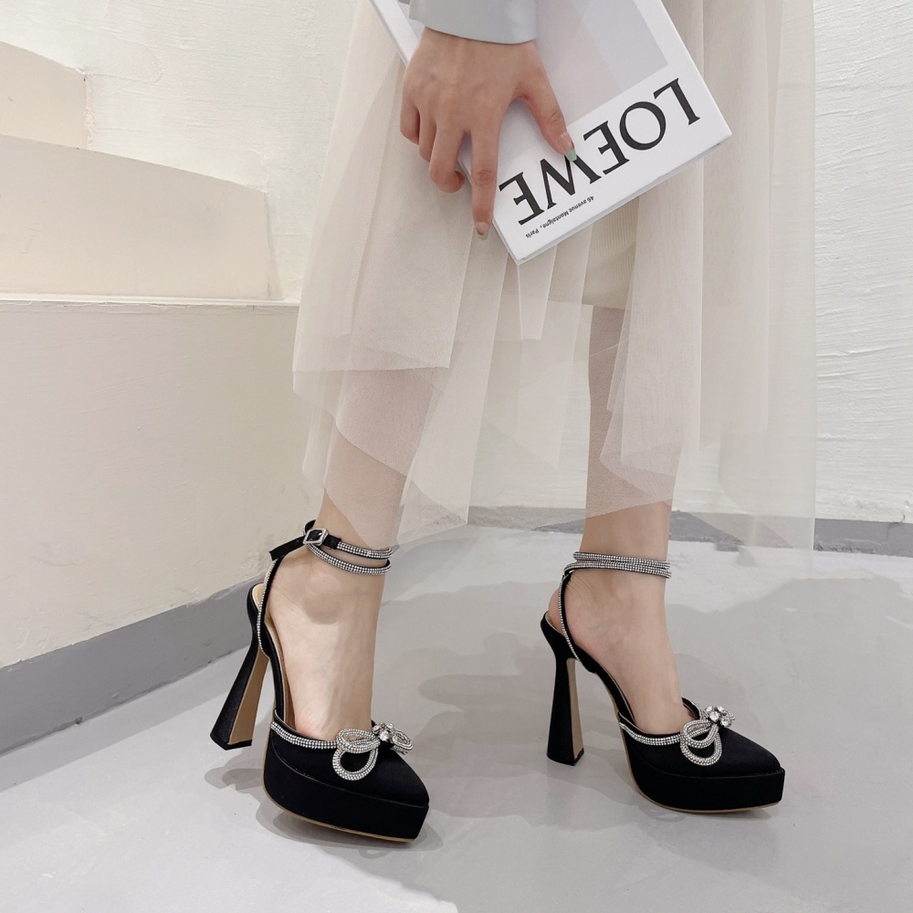 Butterfly rhinestone high-heeled shoes pointed platform