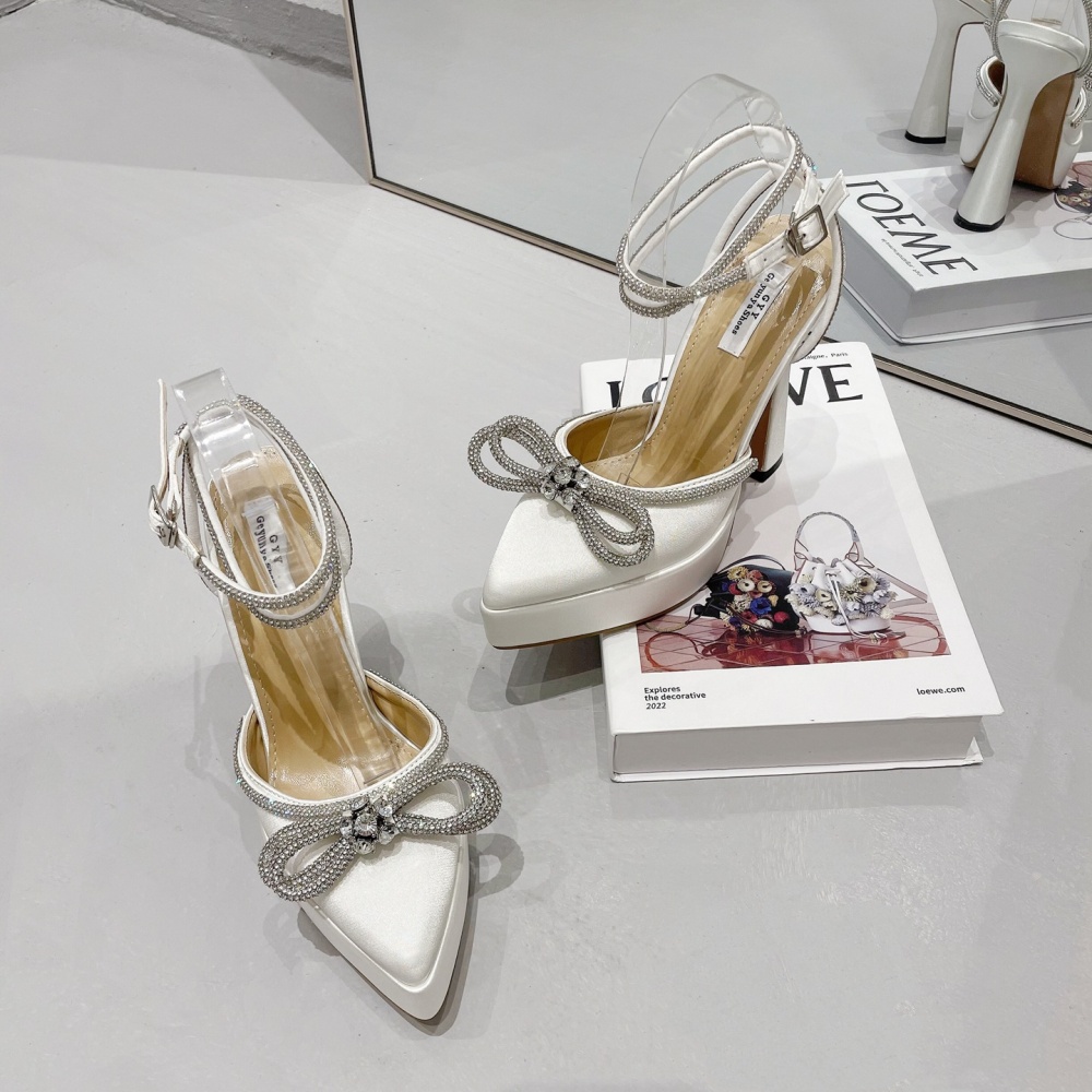 Butterfly rhinestone high-heeled shoes pointed platform