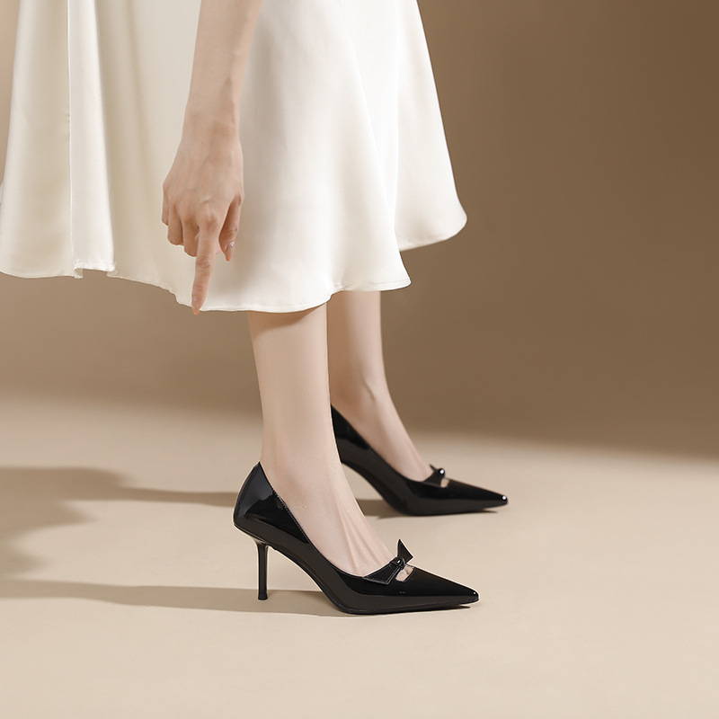 Bow high-heeled shoes temperament shoes for women