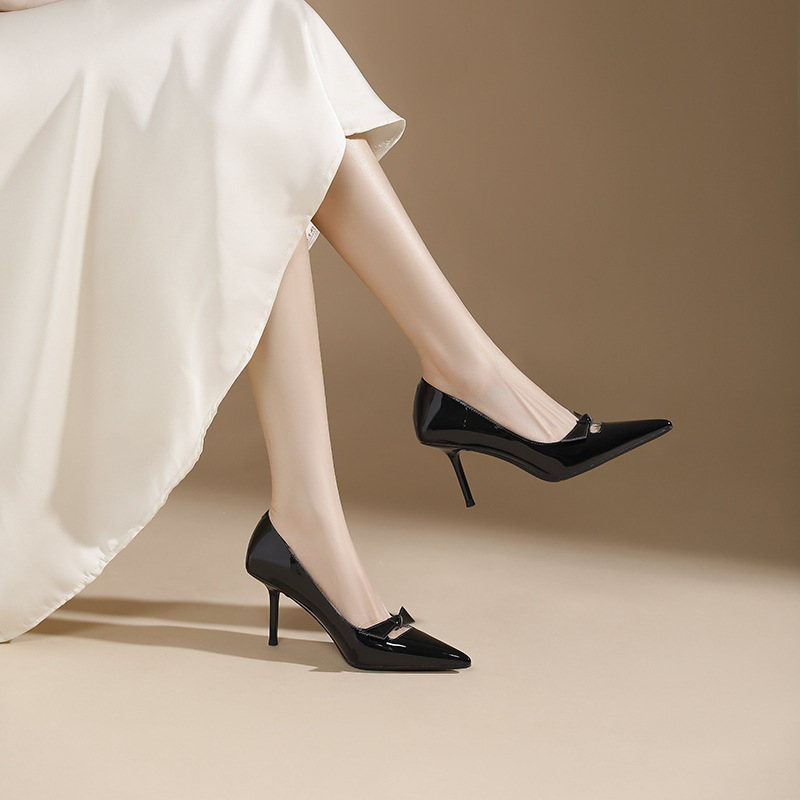 Bow high-heeled shoes temperament shoes for women