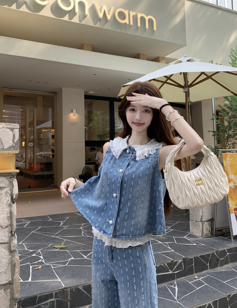 Summer waistcoat wide leg pants a set