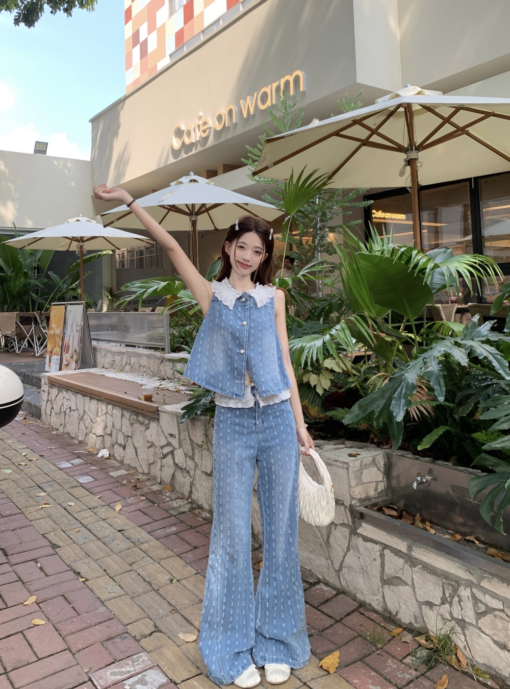 Summer waistcoat wide leg pants a set