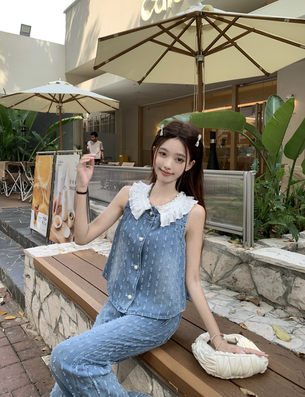 Summer waistcoat wide leg pants a set