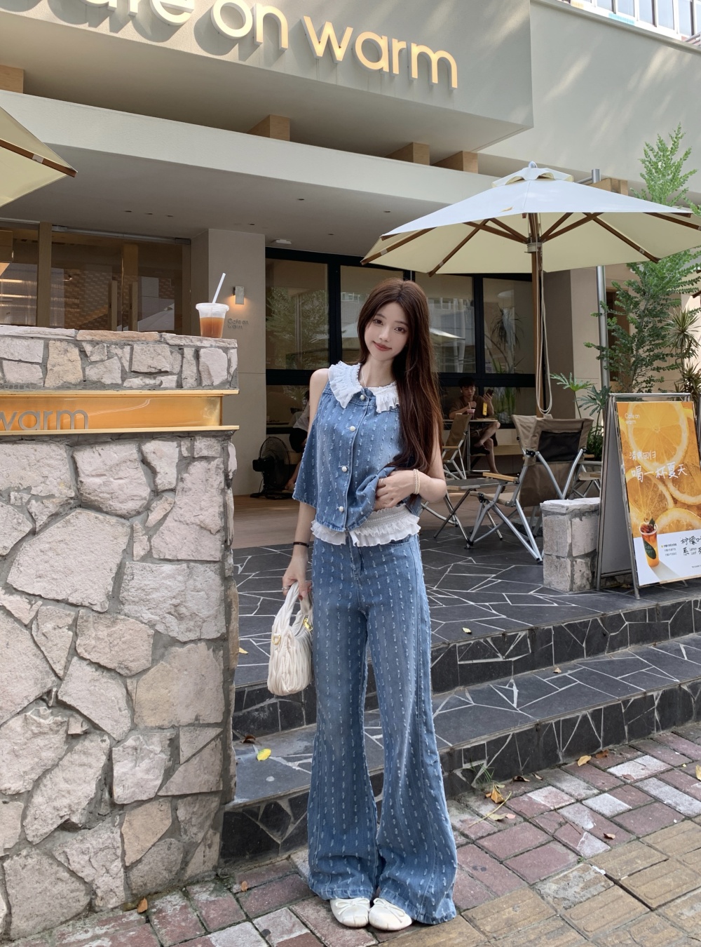 Summer waistcoat wide leg pants a set