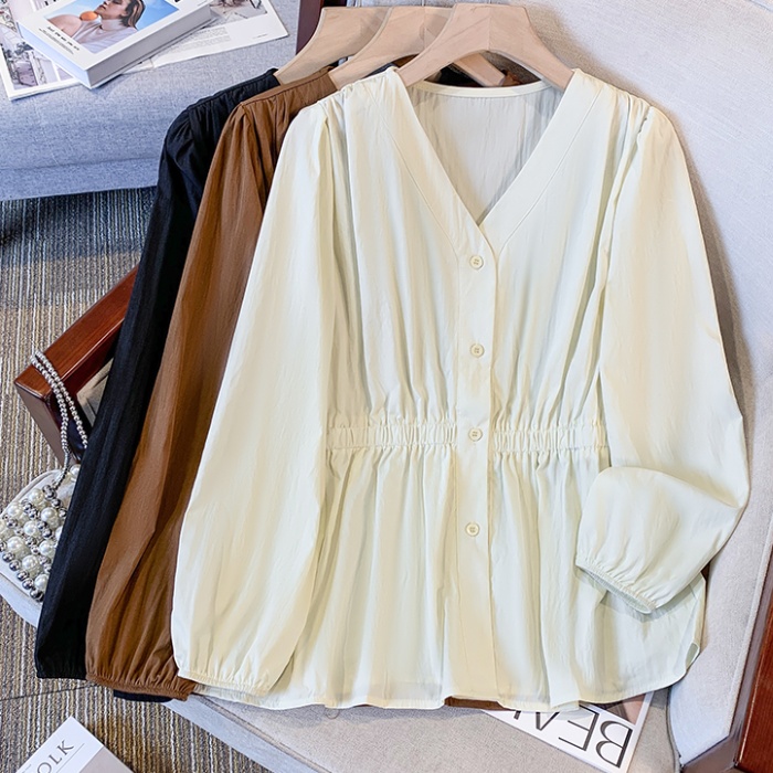Long sleeve shirt V-neck tops for women
