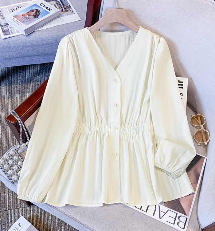 Long sleeve shirt V-neck tops for women