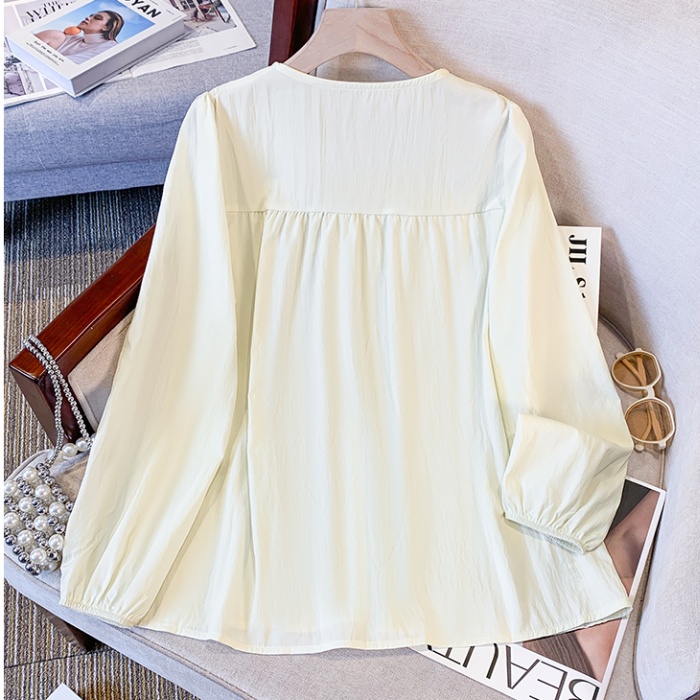 Long sleeve shirt V-neck tops for women