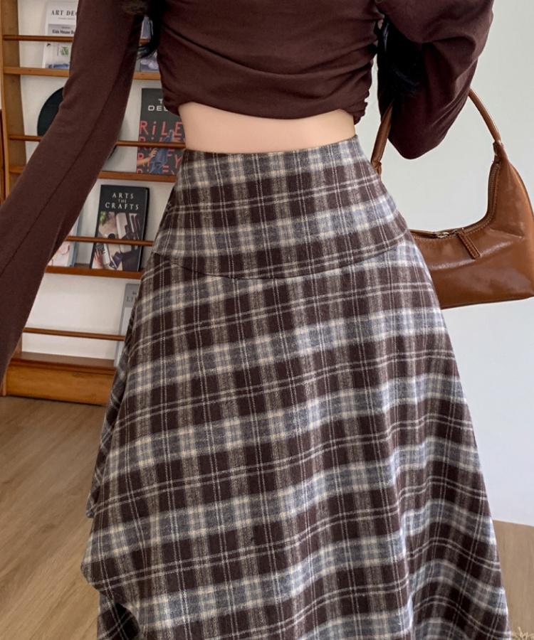 Autumn and winter A-line skirt woolen long skirt