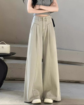 High waist drape jeans straight pants for women