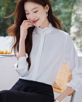 Autumn satin small shirt bottoming wood ear shirt for women