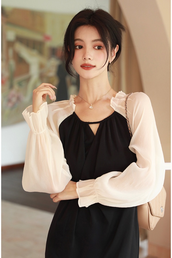 Niche spring and autumn slim splice dress for women