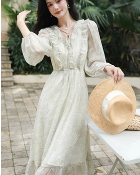 Vacation printing summer retro dress for women