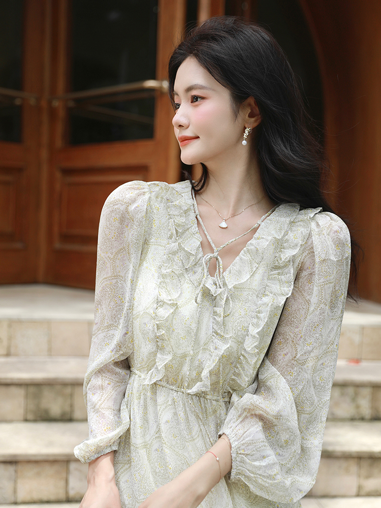 Vacation printing summer retro dress for women