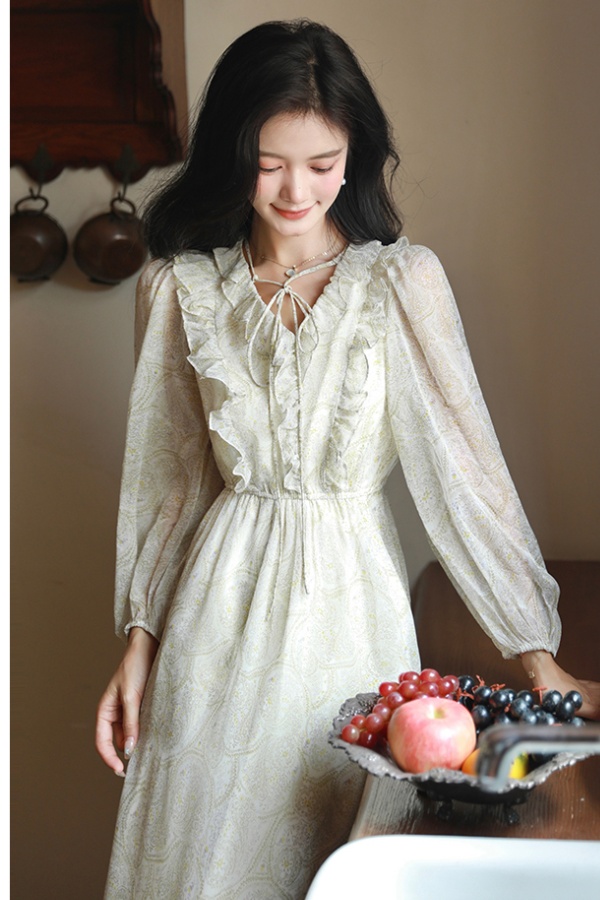 Vacation printing summer retro dress for women