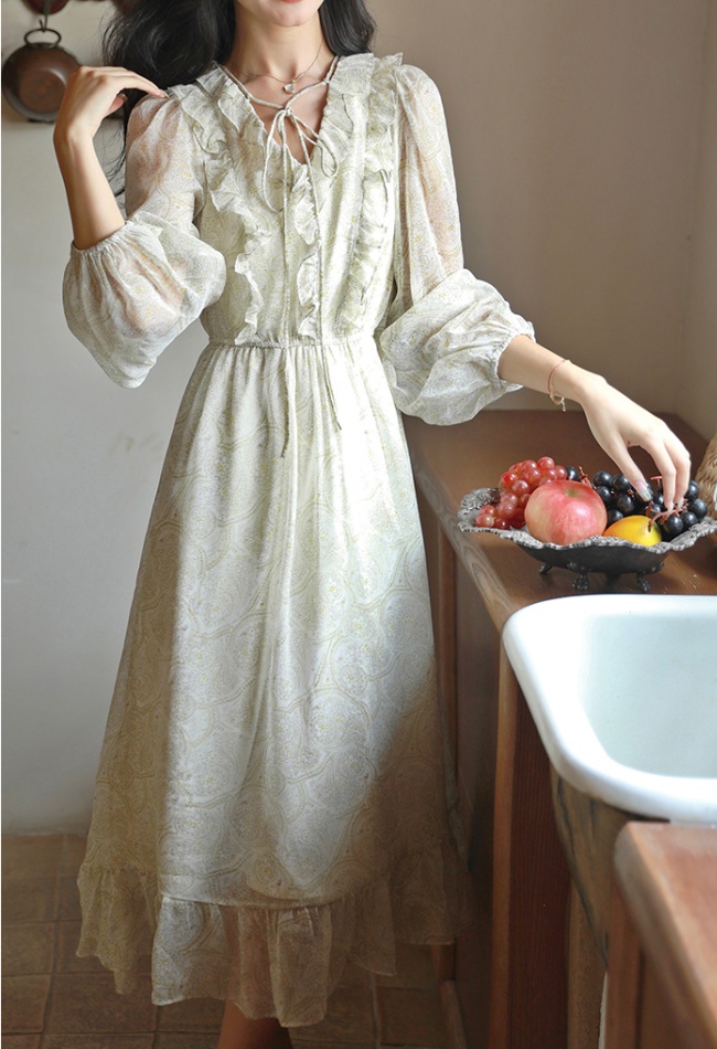 Vacation printing summer retro dress for women