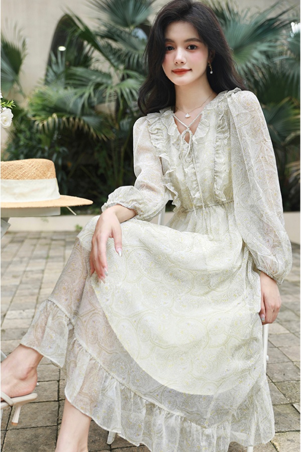 Vacation printing summer retro dress for women