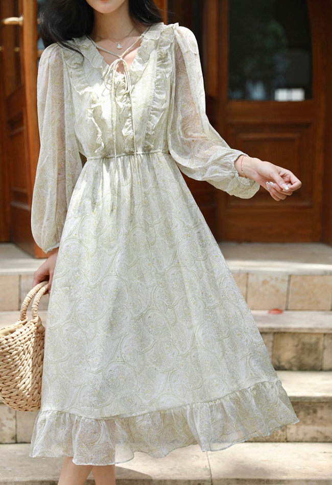Vacation printing summer retro dress for women