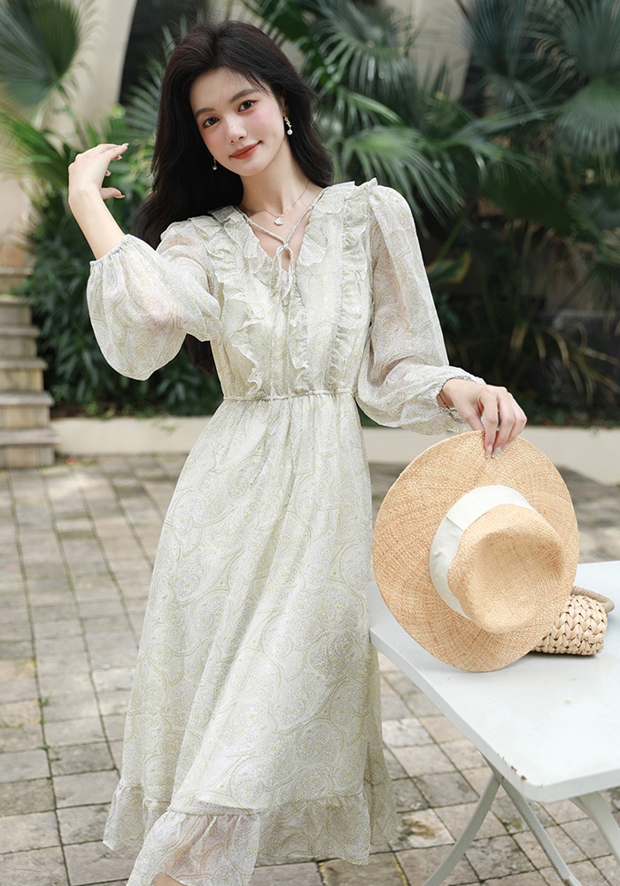 Vacation printing summer retro dress for women