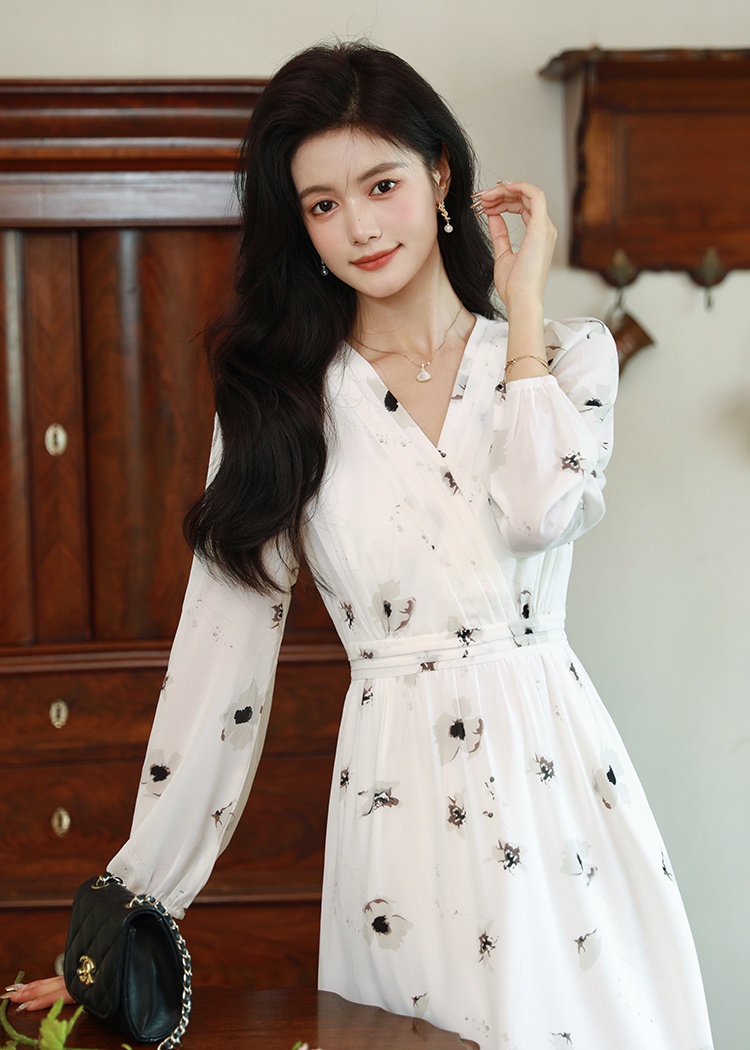 Spring pinched waist slim long dress for women