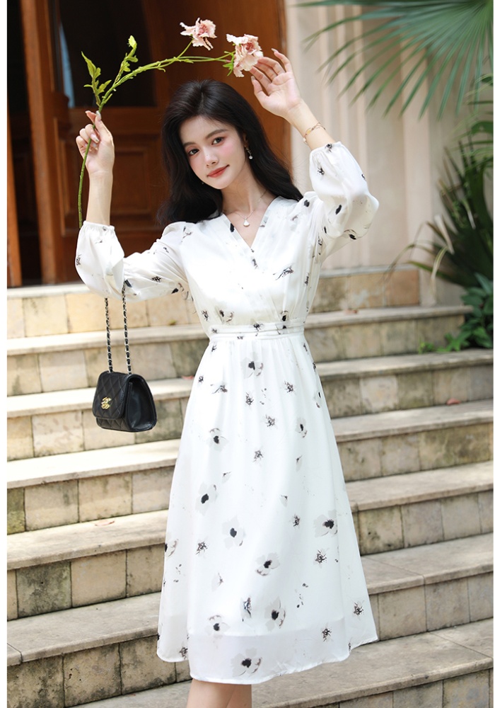 Spring pinched waist slim long dress for women