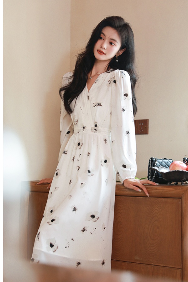 Spring pinched waist slim long dress for women